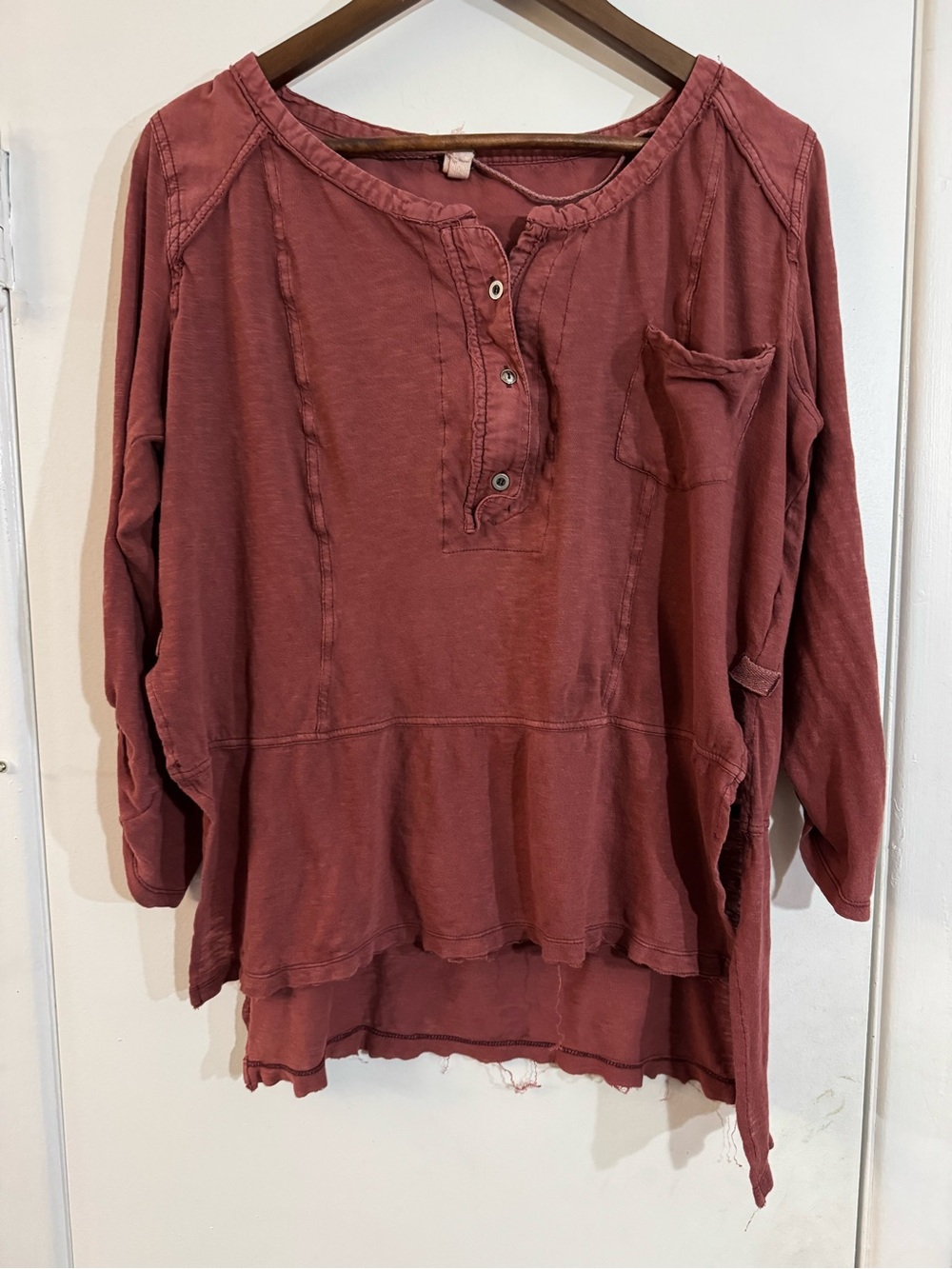 We The Free Mauve-Rose Long Sleeve Henley Top